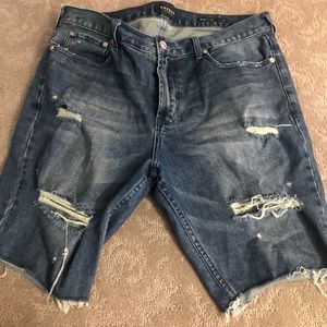 Blue ripped jean shorts